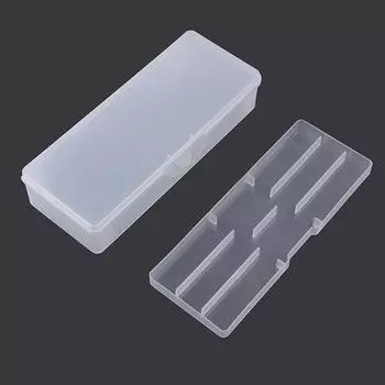 Пустой ящик для хранения для ногтей, прямоугольный пластиковый белый прозрачный полировальный круг, пилочки для ногтей, кисточка для ногтей, контейнер для ручек