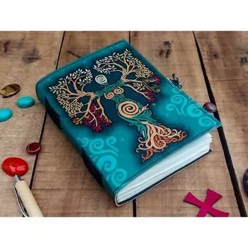 Пустой журнал Книга Теней с застежкой-замком, кожаный дневник ручной работы, напечатанная молитва Матери-Земле, языческий колдовской блокнот 7 x 5 in