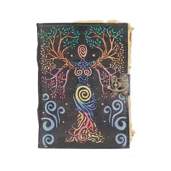 Пустой журнал теней с замком Винтажный кожаный дневник ручной работы Хэллоуин 7 x 5 in чёрный
