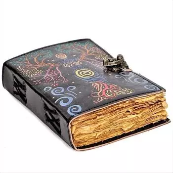 Пустой журнал теней с замком Винтажный кожаный дневник ручной работы Хэллоуин 7 x 5 in чёрный