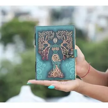 Пустой журнал заклинаний теней с застежкой-замком, винтажный кожаный дневник ручной работы с тиснением молитвы, языческое антикварное колдовство 7 x 5 in