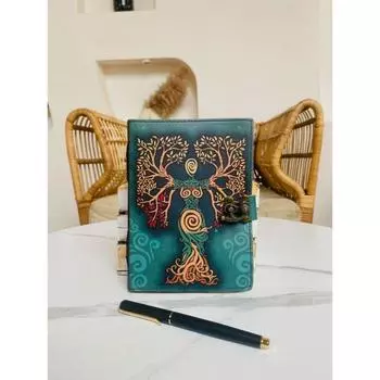 Пустой журнал заклинаний теней с застежкой-замком, винтажный кожаный дневник ручной работы с тиснением молитвы, языческое антикварное колдовство 7 x 5 in