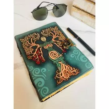 Пустой журнал заклинаний теней с застежкой-замком, винтажный кожаный дневник ручной работы с тиснением молитвы, языческое антикварное колдовство 7 x 5 in