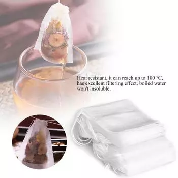 Пустые нетканые чайные пакетики с фильтром для трав, свободная бумага с шнурком *7 см 50Pcs