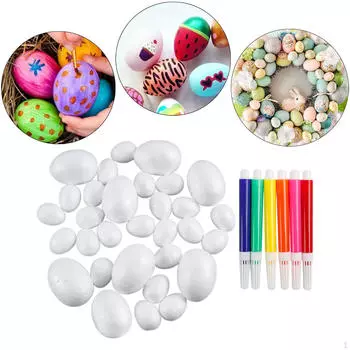 Пустые пенопластовые яйца для творческих занятий с цветными ручками, образования и праздников Style B