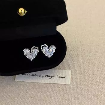 Пустые серьги-гвоздики с бриллиантами и цирконами в стиле «любовь», женские французские ретро-легкие роскошные элегантные модные серьги для поездок на работу