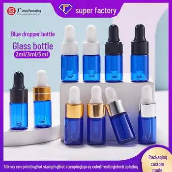 Пустые стеклянные бутылки: 5 мл эфирного масла Blue, 3 мл косметической эссенции, 2 мл образца лосьона 5ml синий