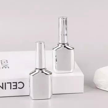 Пустые стеклянные флаконы для геля для ногтей объемом 15 мл, гальванизированные серебряные флаконы для лака для ногтей, флаконы для упаковки геля для ногтей