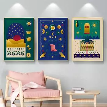 Пустыня Абстрактная Спальня Мечта Сон Настенное Искусство Мистические Плакаты и Принты Скандинавская Настенная Картина для Гостиной Домашний Декор Без Рамки 21cm30cm No Frame