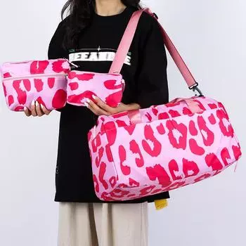 Путешествие на короткое расстояние, деловая поездка, дорожная сумка, большой вместимости, дорожная сумка с коровьим узором, легкое размещение, сумка для фитнеса хаки
