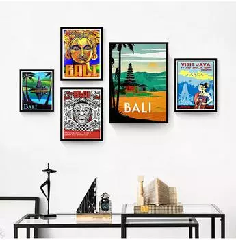 Путешествие в Индонезию, Бали, летние каникулы, холст, картины, винтажные настенные крафт-постеры с покрытием, наклейки на стену, домашний декор, картина, подарок, без рамки 21*30cm