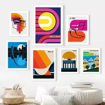 Путешествия Берлин Еда Кофе Плакат И Печать Выставка Баухаус Картина на Холсте для Гостиной Бар Магазин Украшения Стены Картины 21x30cm No Framed светло-серый