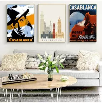 Путешествия Холст Картины Винтажные Картины Марокко Танжер Касабланка Плакаты Покрытые Наклейки На Стены Украшения Дома Без Рамки 21*30cm No Frame