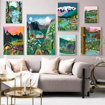 Путешествия Колумбия Мексика Искусство Плакаты Холст Картина Гора Восход Пустыня Пейзаж Печати Походные Картины для Украшения Дома 21x30cm No Framed чёрный