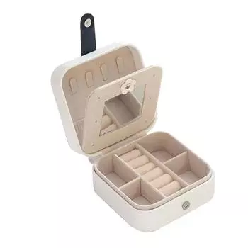 Путешествия Портативный Искусственная кожа Серьги Кольца Ювелирные изделия Чехол Коробка для хранения Контейнер белый