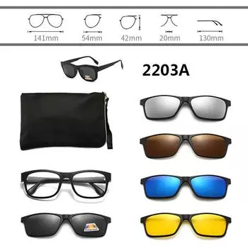 Путешествия Вождение Поляризованные 6 в 1 Популярные Солнцезащитные Очки Женщин Лидер Распродажа Очки Магнитные Мужские Крепления Крепятся Солнцезащитные Очки Унисекс Высокое Качество Аксессуары 2297A