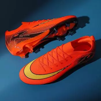 Putian manufacturers help European Cup fly-woven football shoes men s low-top AG long nails grass training sports shoes 35