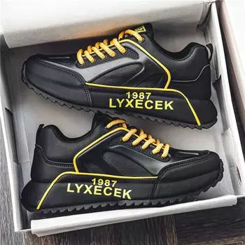 Putian men s shoes summer breathable mesh casual sports running non-slip heightening large size black bag bottom dad trendy shoes 39