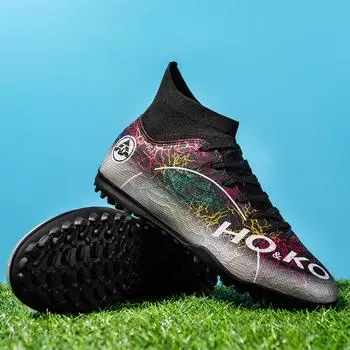 Putian seamless fly-woven football shoes men s high-top AG long nails broken nails adult grass professional training shoes 38