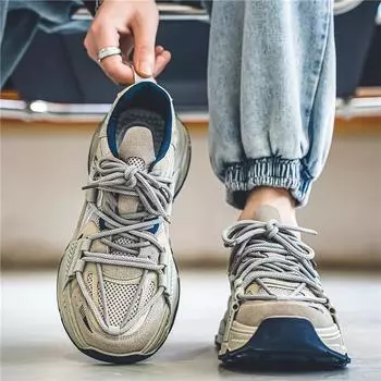 Путянь мужская обувь зимняя воздухопроницаемость увеличивается Интернет знаменитость взрыв папы обувь молодежь спорт досуг бег осень прилив обувь 39 серый
