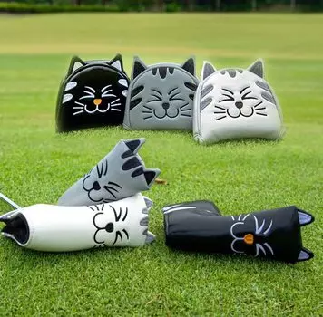 Putter Cover Head Cover Compatible with Odyssey 2 Ball For Mallet Magnetic for Scotty Cameron Odyssey For Pin Type Cat Cat Black and White Gray For
