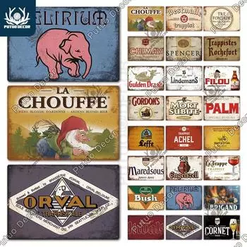 Putuo Decor Belgium Пивная табличка металлическая винтажная вывеска Декоративное настенное искусство для паба, бара, клуба Man Cave, декор, винтажный металлический знак 20x30cm