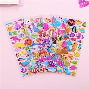 Пузырьковые наклейки 3D мультфильм животных детские игрушки Diy водостойкие для детей мальчик девочка случайный узор