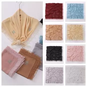 Пузырь шифон бант мусульманский хиджаб гвоздь жемчуг хуэй этнический шарф повседневный мусульманские шали повседневный чёрный