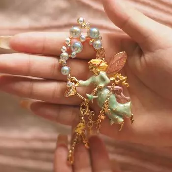 Пузыристый Фея Ангел Бокал для вина Эмаль Ручная работа Ретро Средневековая Винтажная Брошь Корсаж золотой