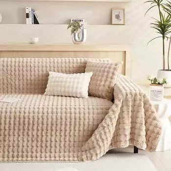 Пузыристый искусственный мех диванное полотенце искусственный мех диванный чехол одеяло диван чехол универсальный для гостиной теплый 180x90cm хаки
