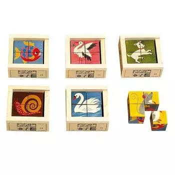 Puzzle Animal Color around 3 years Hexahedral (AF405) [ATELIER FISCHER] [From old]