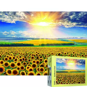 Puzzle Life Фантастический восход солнца в поле подсолнечника PL874, корейские популярные головоломки