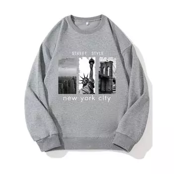 Puzzle of America Модный принтованный топ, повседневная спортивная одежда на осень и зиму, хлопковая толстовка M чёрный