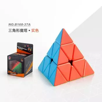 Puzzle Solid Color Black Background Sticker Third-Order Pyramid Rubik S Cube Smooth Rotation Special-Shaped Rubik S Cube Toy