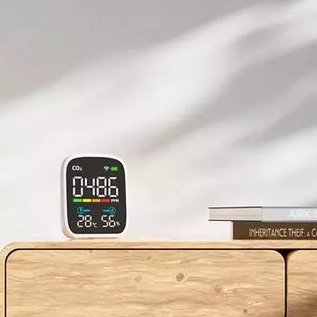 PV28-AW Smart WIFI Мини-детектор CO2, портативный монитор качества воздуха в помещении 3-в-1, цифровой CO2 белый