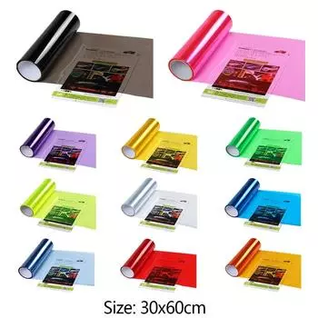 PVC Car Headlight Lamp Film Fog Lamp Sticker Car Headlight Tailing Moulding Foil Self-Adhesive Car Accessories 12 Colors 3060CM 30X60CM серый