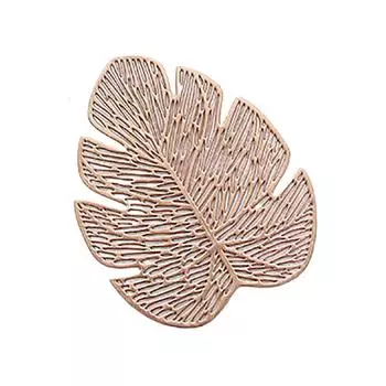 Pvc Coasters Monstera Leaf Shape Anti-Slip And Heat Insulation Pad For Kitchen Table Table Mat Gold Silver Pad