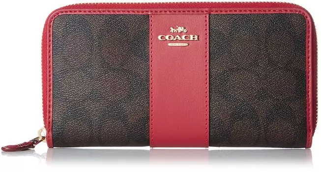 PVC coated long wallet 54630 [Coach] canvas/leather Women s Im/BrownTrueRed [item]