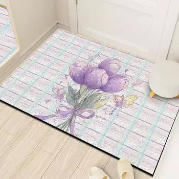 Pvc Dirt Resistant Anti-slip Dust Removal Foot Mat Simple Animal Cartoon Silk Ring Door Mat Household Can Be Cut 40 * 60Cm Silk Ring