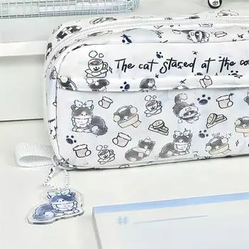 PVC Double Compartment Capybara Pencil Case Capybara Printing Pen Bag Student Stationery Pen Bags Open Pencil Case