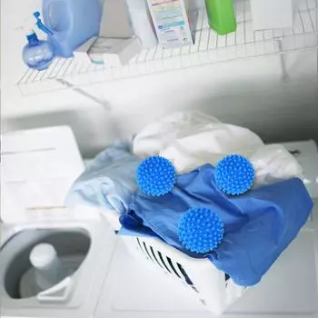 PVC Dryer Balls Reusable for Washing Machine Laundry Balls Magic Washing Tool Cleaning Drying Fabric Softener Ball синий