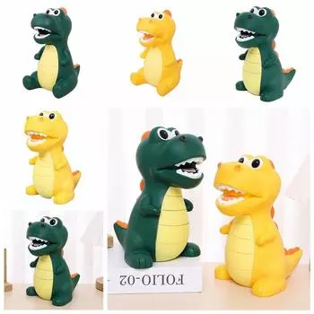PVC Enamel Dinosaur Piggy Ban Anti-fall Coins Money Case Cartoon Coins Storage Box Birthday Gift Green-B