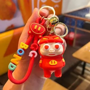 PVC Fidget Toy Keychain Bag Charm Pig Squeeze Ball Toys Cute Piggy Pendant Kids Toy Pig