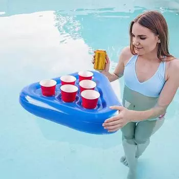 PVC Float Beer Holder Interactive Float Bathing Pool Toy Swimming Pool синий