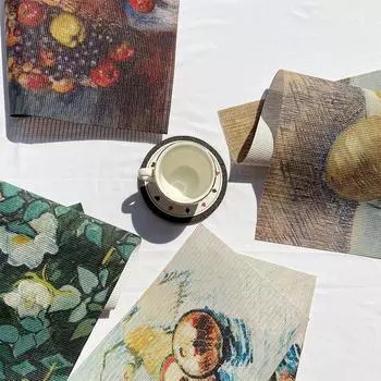 PVC Placemat Oil Painting Waterproof Placemat Western Food Table Mat Coaster Decoration Dish Heat Insulated Pad 45x30cm