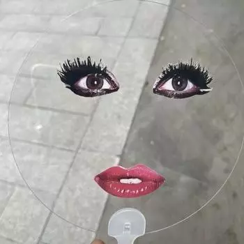 PVC Printed Transparent Hand Fans Long Eyelashes Printing Fan Red Lips Hand Fan Friend Gift as picture
