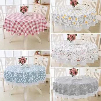 PVC Restaurant Large Round Tablecloth Sum Mer Style Flower Table Clothes Stain Resistant and Waterproof Home Decoration manteles 137x137cm