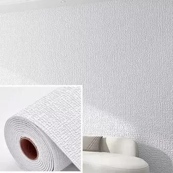 PVC Solid Color Thickened Wall Sticker Self-adhesive Linen Waterproof Wallpaper for Livingroom Bedroom Kitchen Decor Wallpaper 1pcs 50cmX2.8m