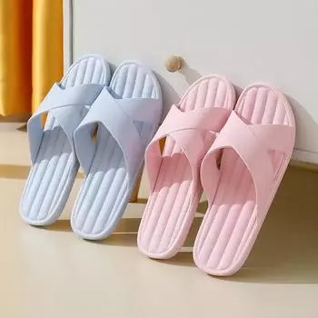 PVC Summer Slippers for Women Men South America Hot-Selling Anti-Slip Indoor Bathroom Slides Soft Sole Home Couples Shower Shoes 37/38 (One Shoe Size Smaller)