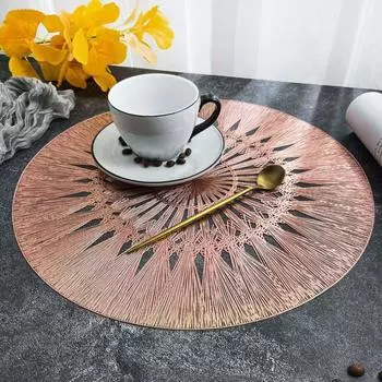 PVC Table Mat Anti Slip Tableware Pad Cup Pad Gold Placemat Household серебряный